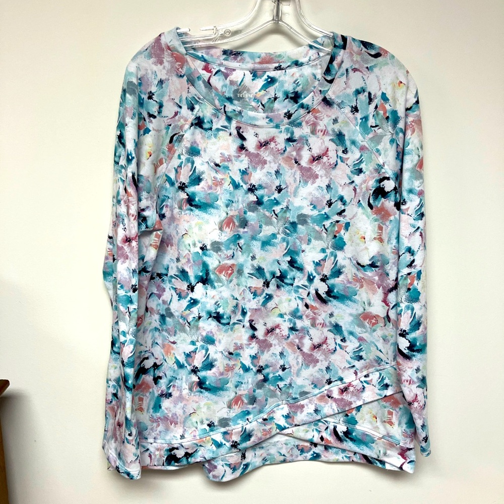 RBX top, long sleeved, colorful print, LG